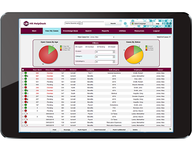 screenshot of LBi HR HelpDesk